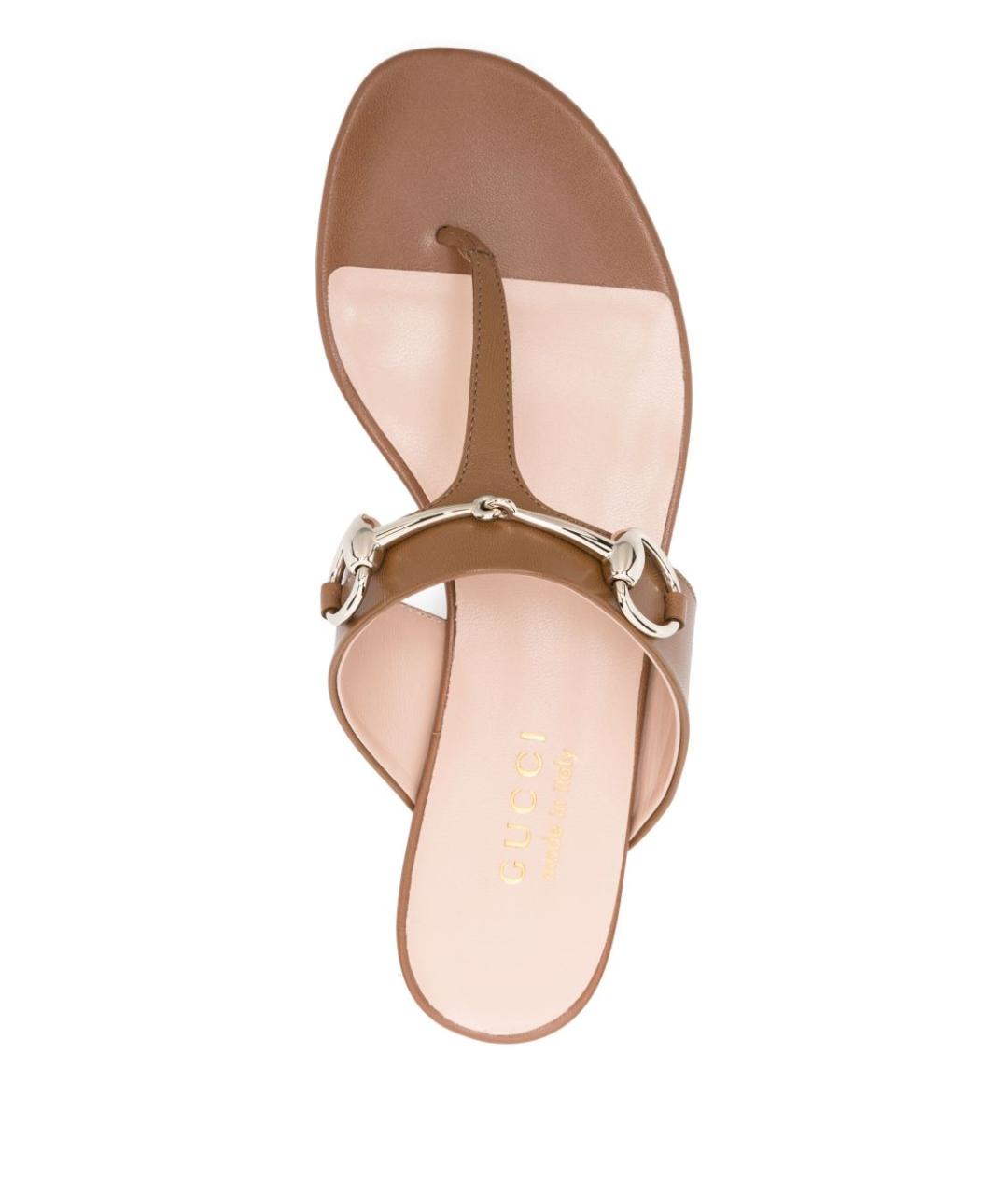 GUCCI Коричневые кожаные шлепанцы, фото 3