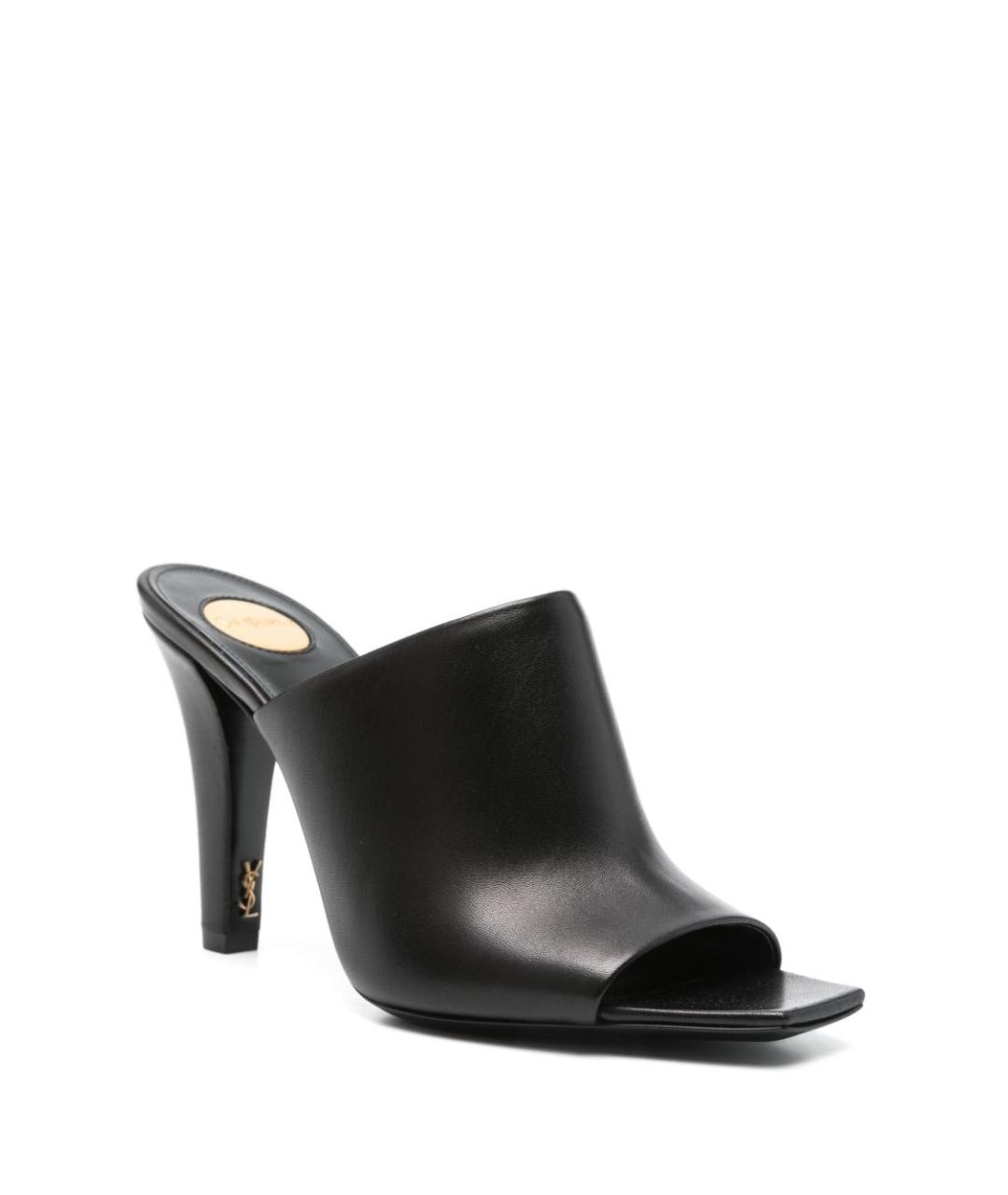 SAINT LAURENT Черные кожаные мюли, фото 2