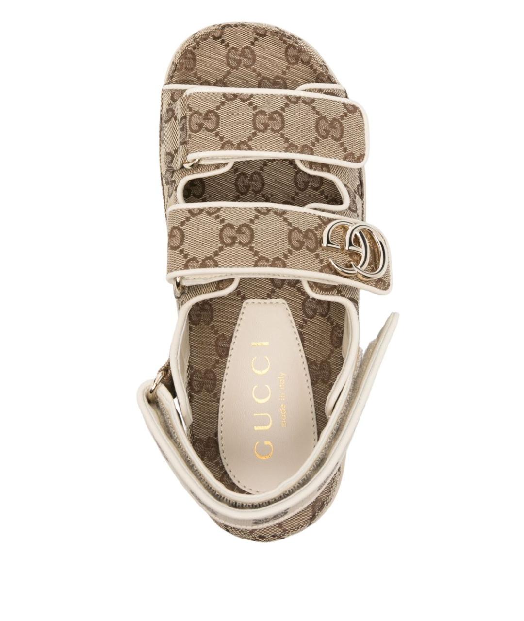 GUCCI Бежевые кожаные сандалии, фото 2