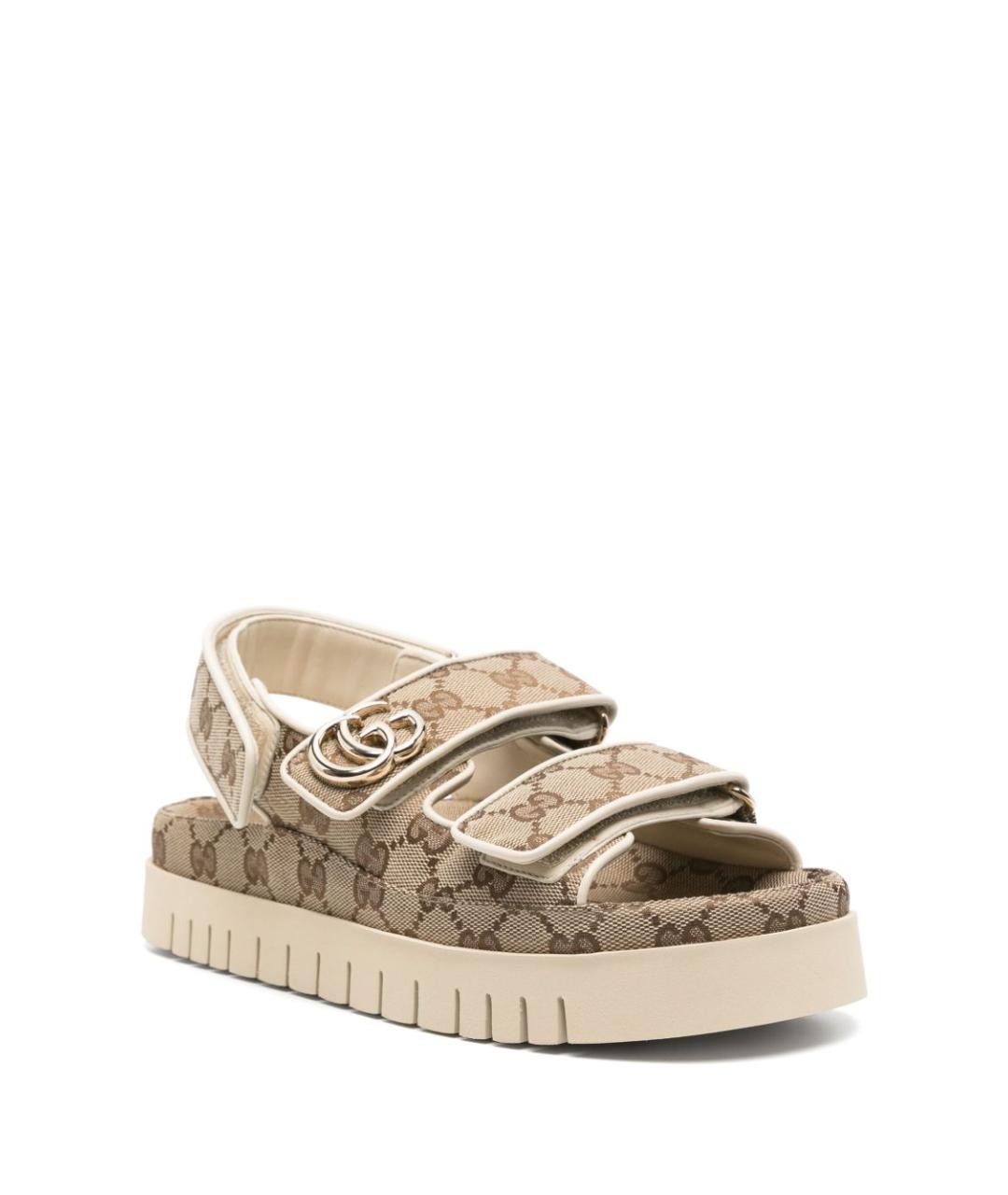GUCCI Бежевые кожаные сандалии, фото 4