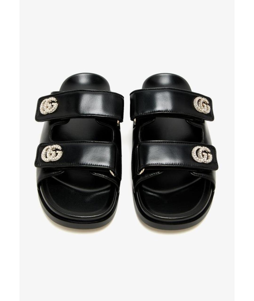 GUCCI Черные кожаные шлепанцы, фото 4
