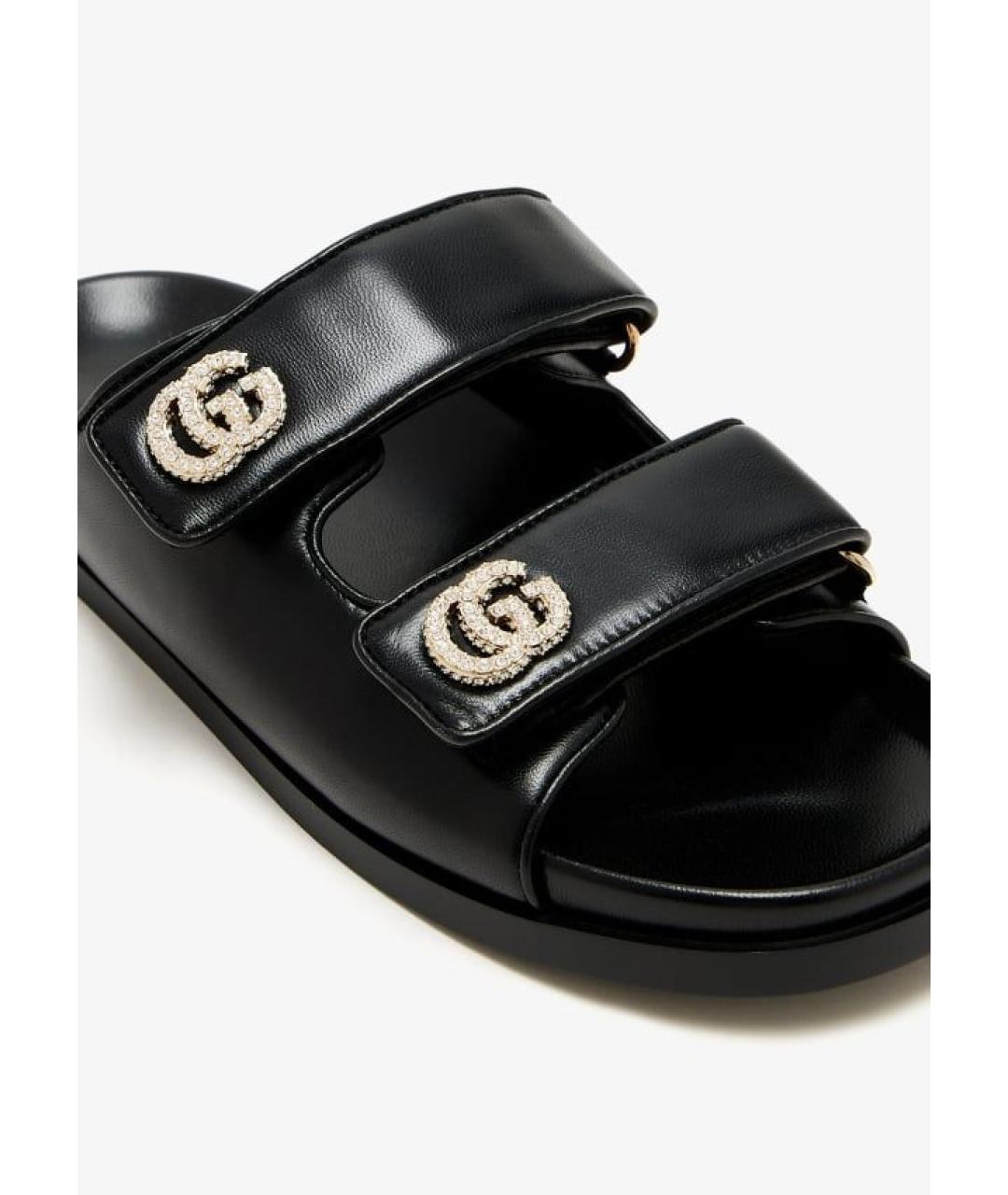 GUCCI Черные кожаные шлепанцы, фото 2