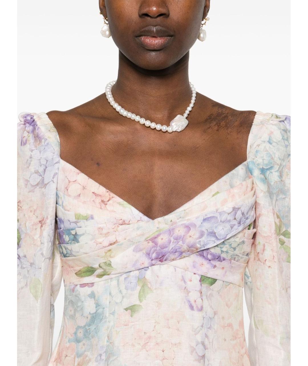 ZIMMERMANN Бежевое льняное коктейльное платье, фото 2