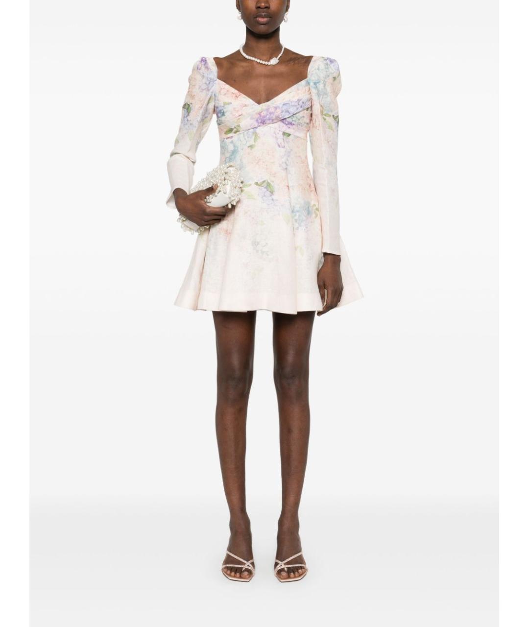 ZIMMERMANN Бежевое льняное коктейльное платье, фото 4
