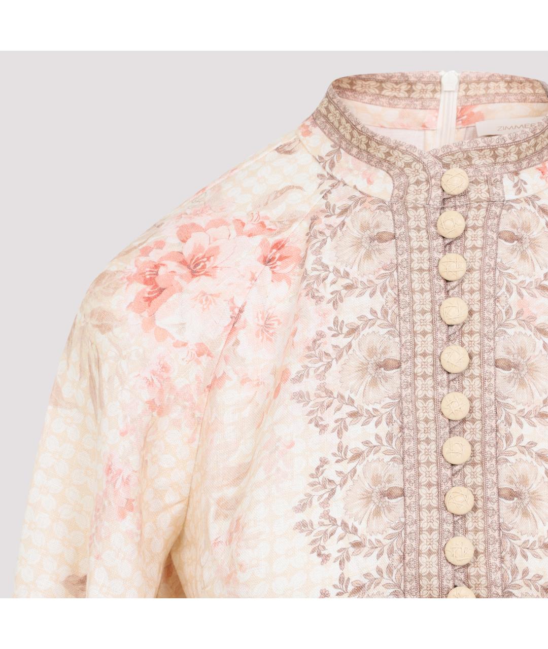 ZIMMERMANN Розовое льняное повседневное платье, фото 4