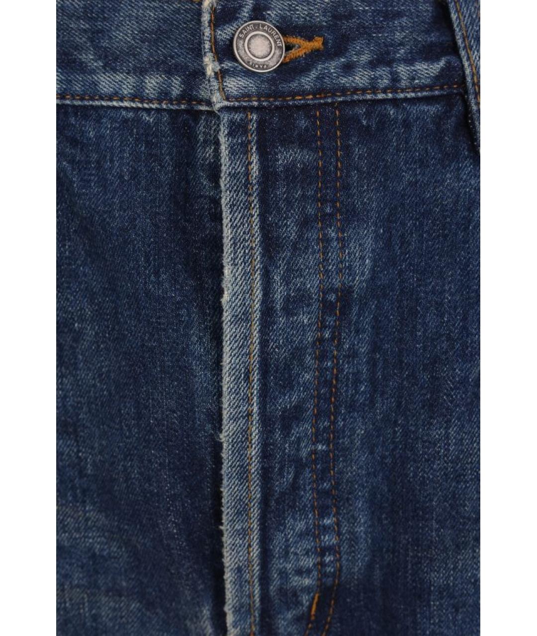 SAINT LAURENT Синие хлопковые прямые джинсы, фото 4