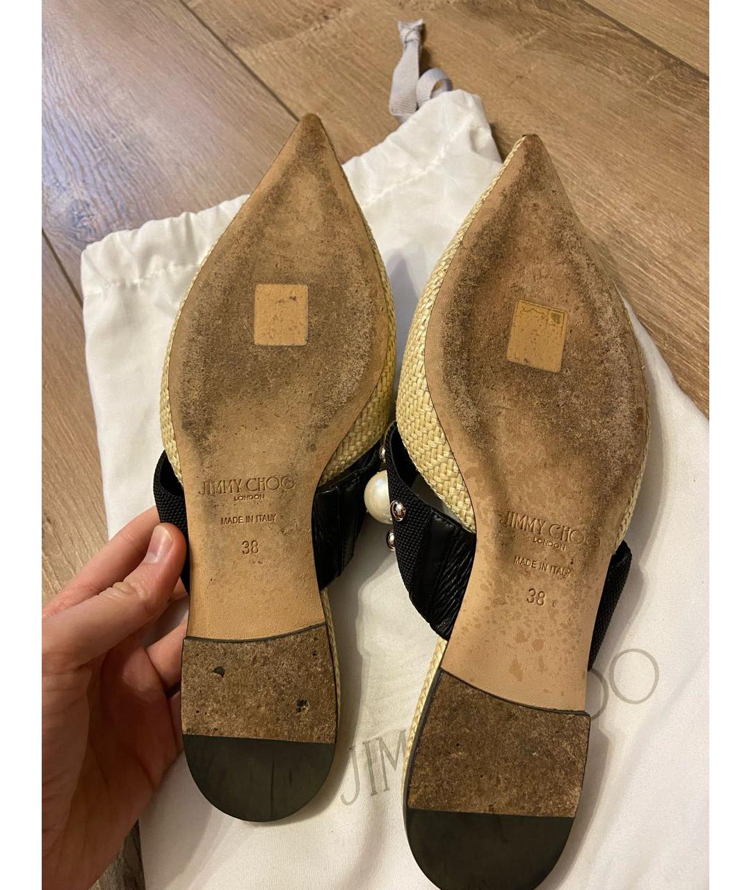 JIMMY CHOO Бежевые текстильные мюли, фото 5
