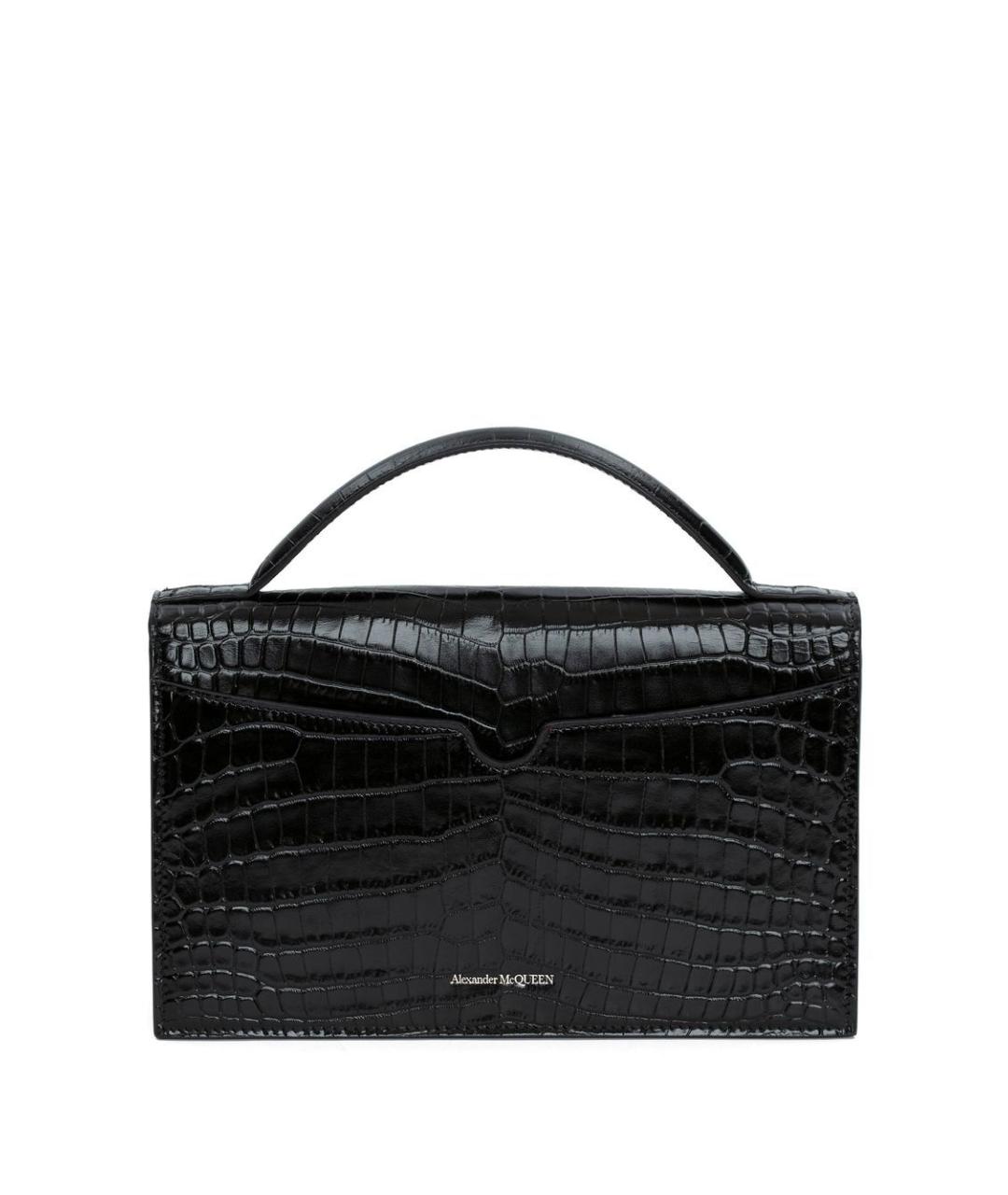 ALEXANDER MCQUEEN Черная кожаная сумка с короткими ручками, фото 5