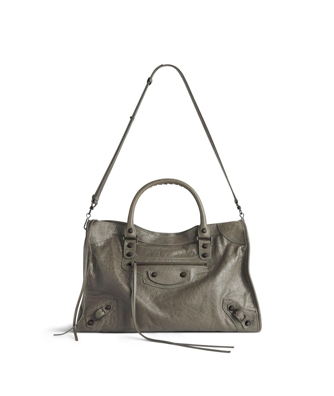 BALENCIAGA Зеленая кожаная сумка с короткими ручками, фото 4