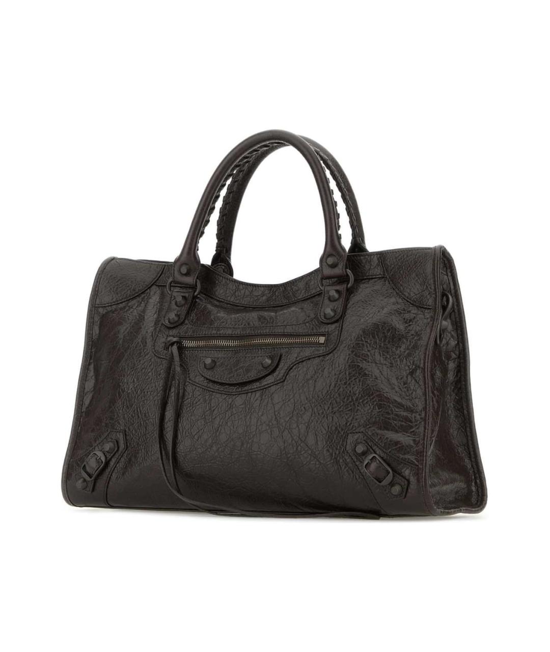 BALENCIAGA Коричневая кожаная сумка с короткими ручками, фото 2