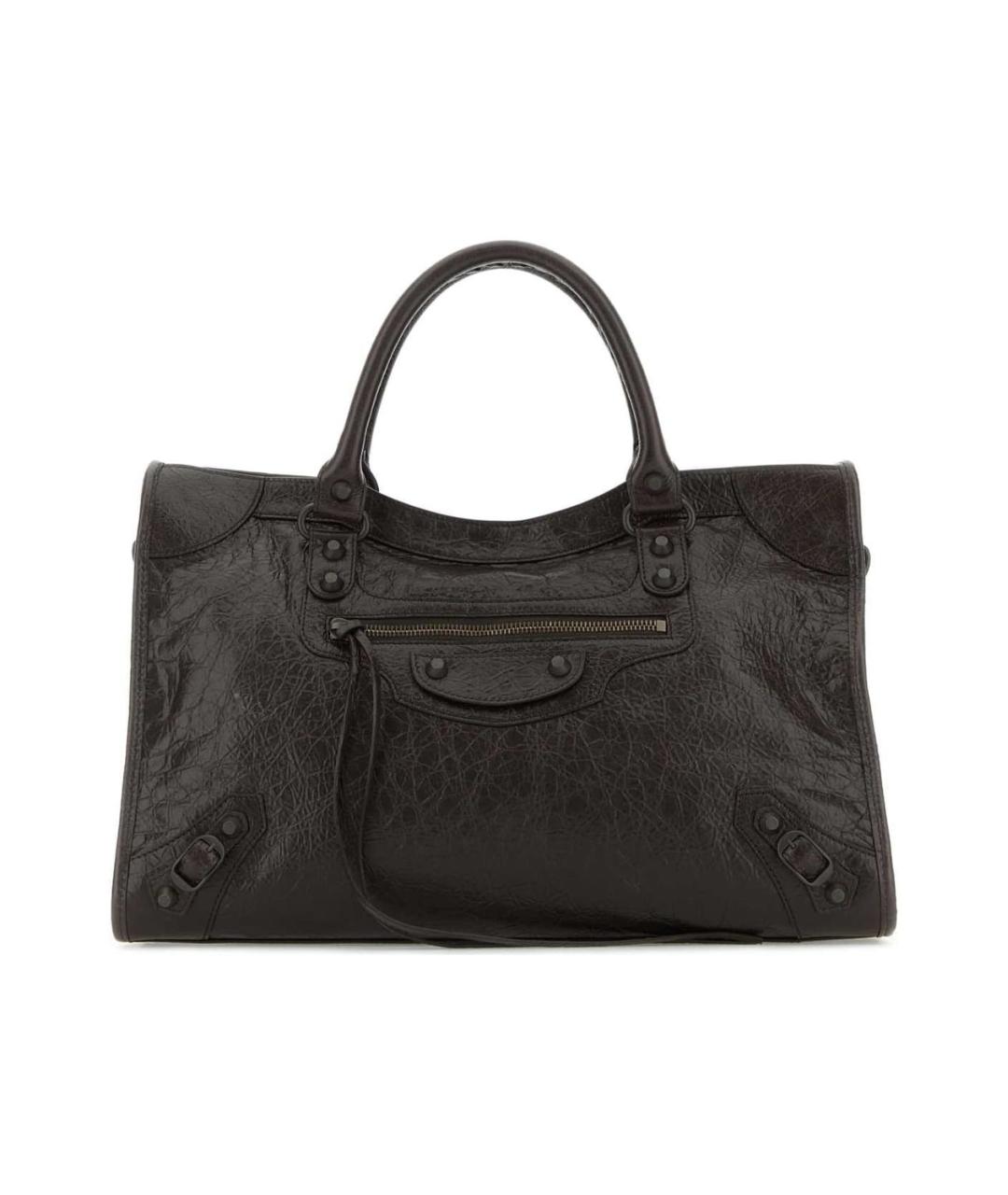BALENCIAGA Коричневая кожаная сумка с короткими ручками, фото 1
