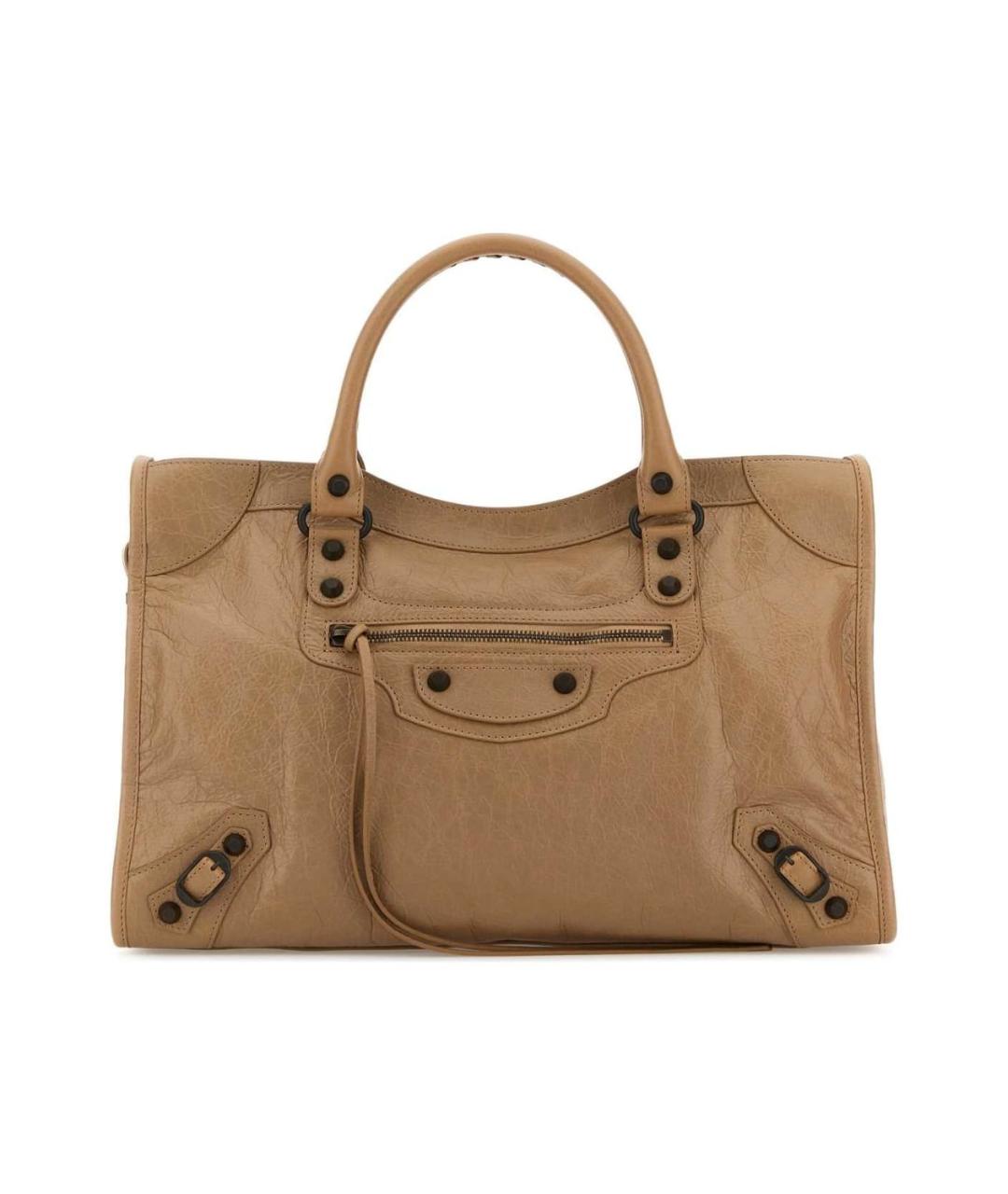 BALENCIAGA Коричневая кожаная сумка с короткими ручками, фото 1