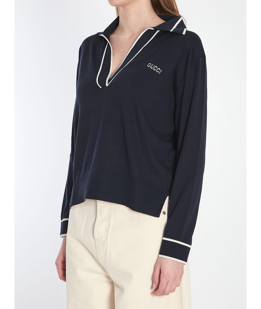 GUCCI Синий хлопковый джемпер / свитер, фото 3