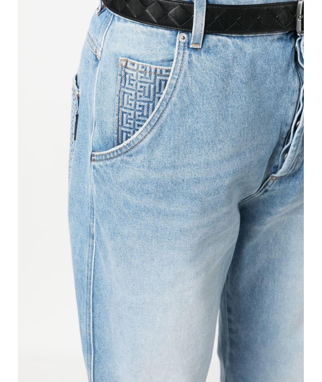 BALMAIN Голубые хлопковые прямые джинсы, фото 4