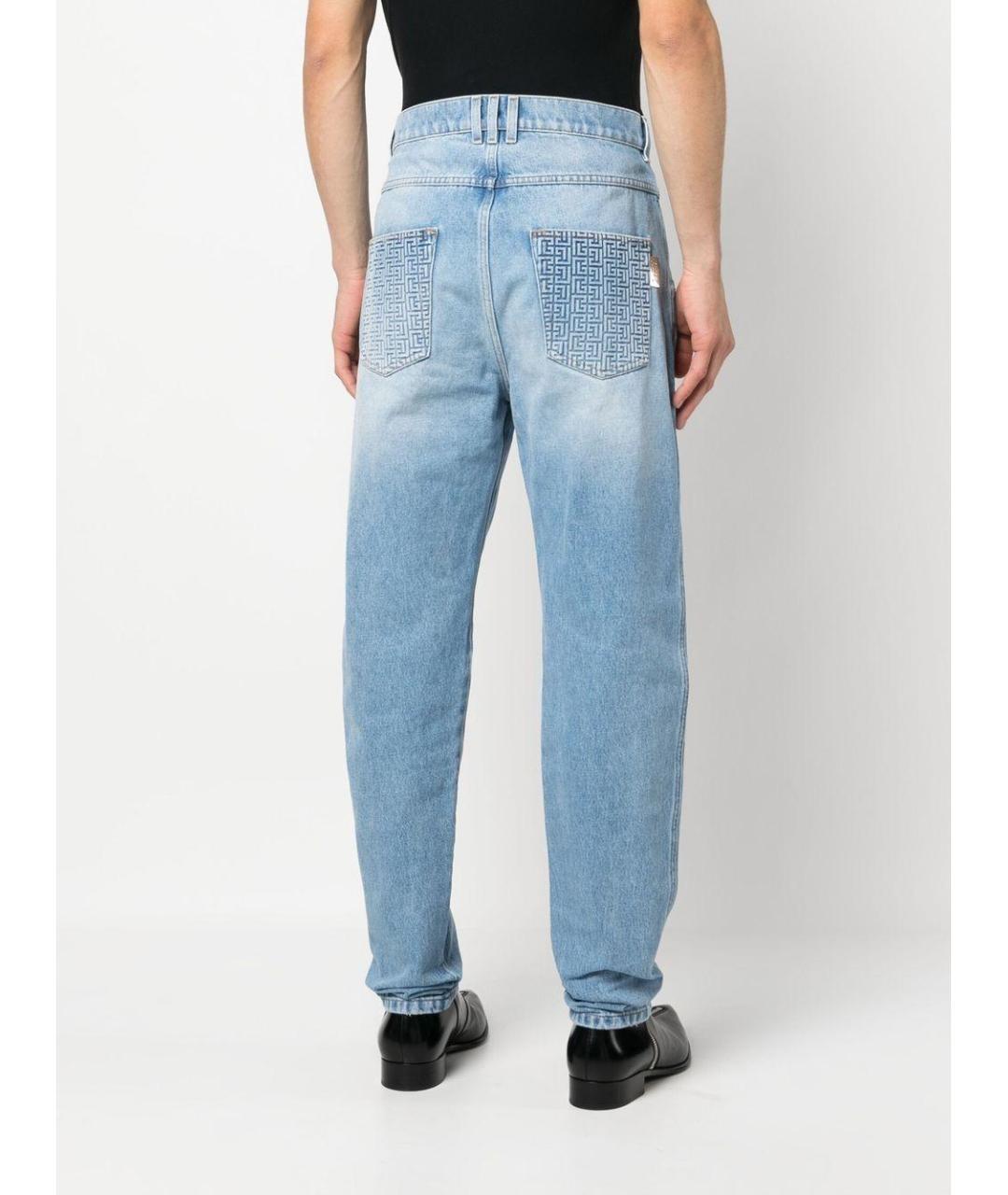BALMAIN Голубые хлопковые прямые джинсы, фото 3
