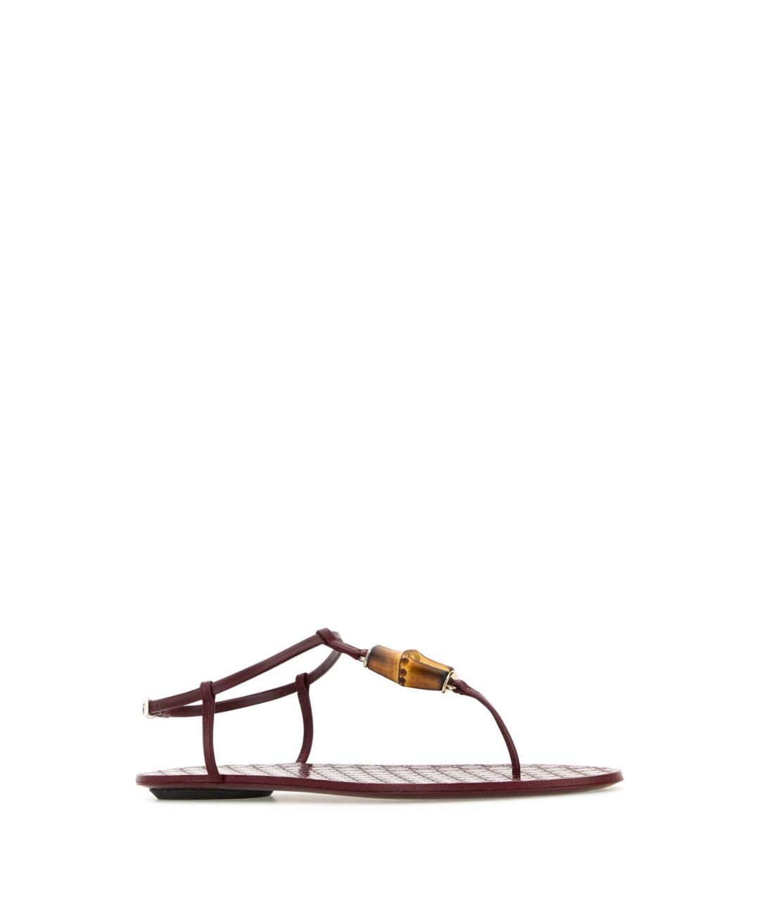 GUCCI Бордовые кожаные сандалии, фото 2