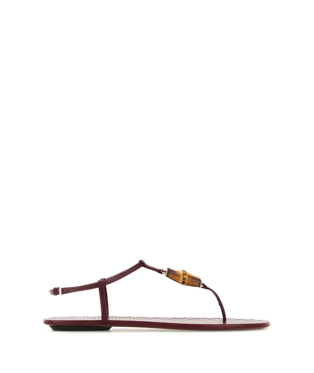 GUCCI Бордовые кожаные сандалии, фото 1