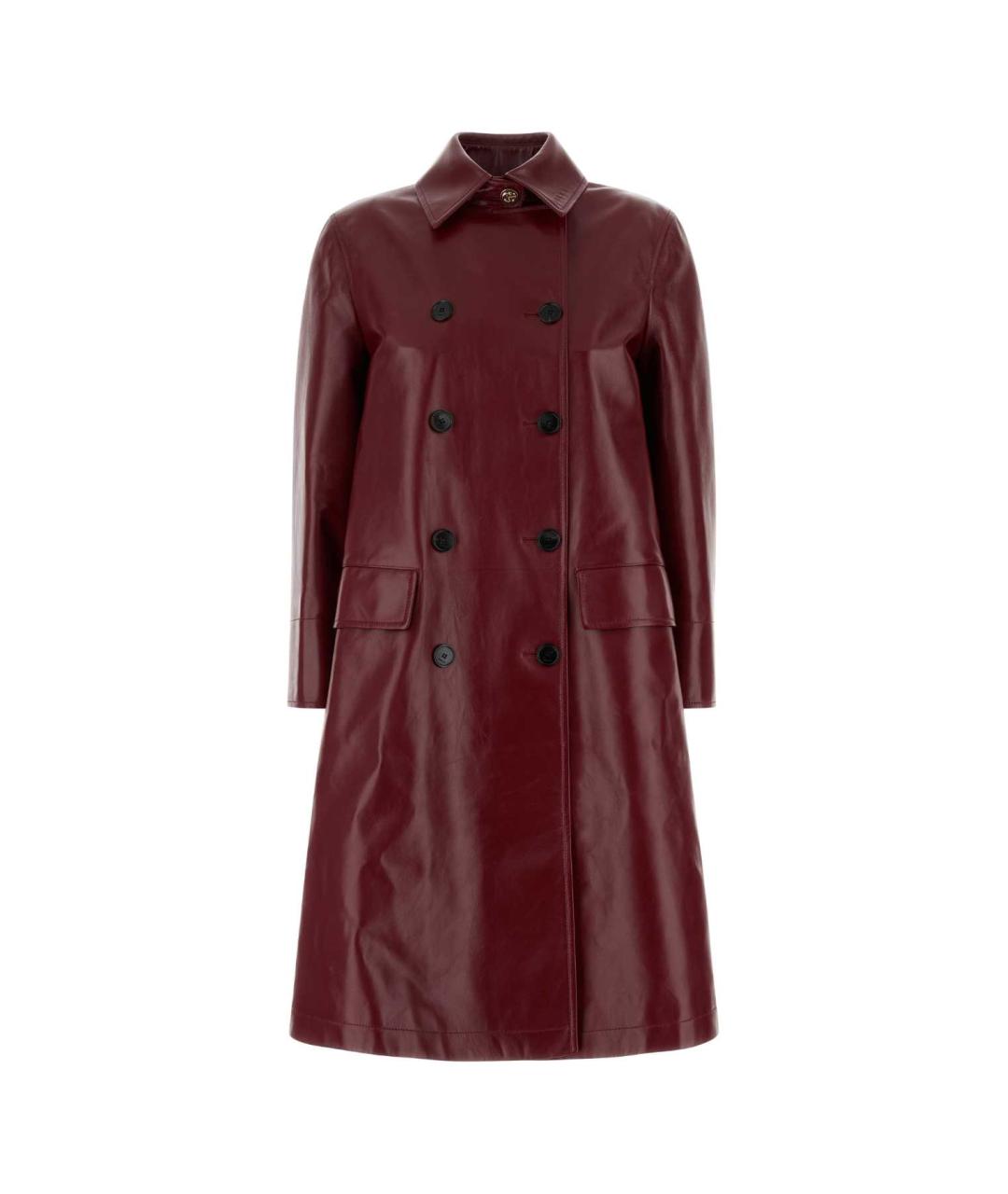 GUCCI Бордовое кожаное пальто, фото 1