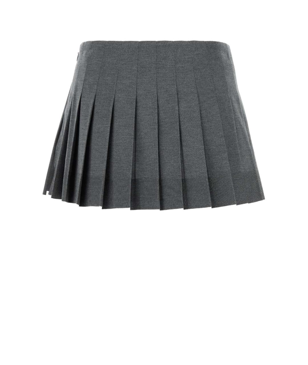 MIU MIU Серая хлопковая юбка мини, фото 2