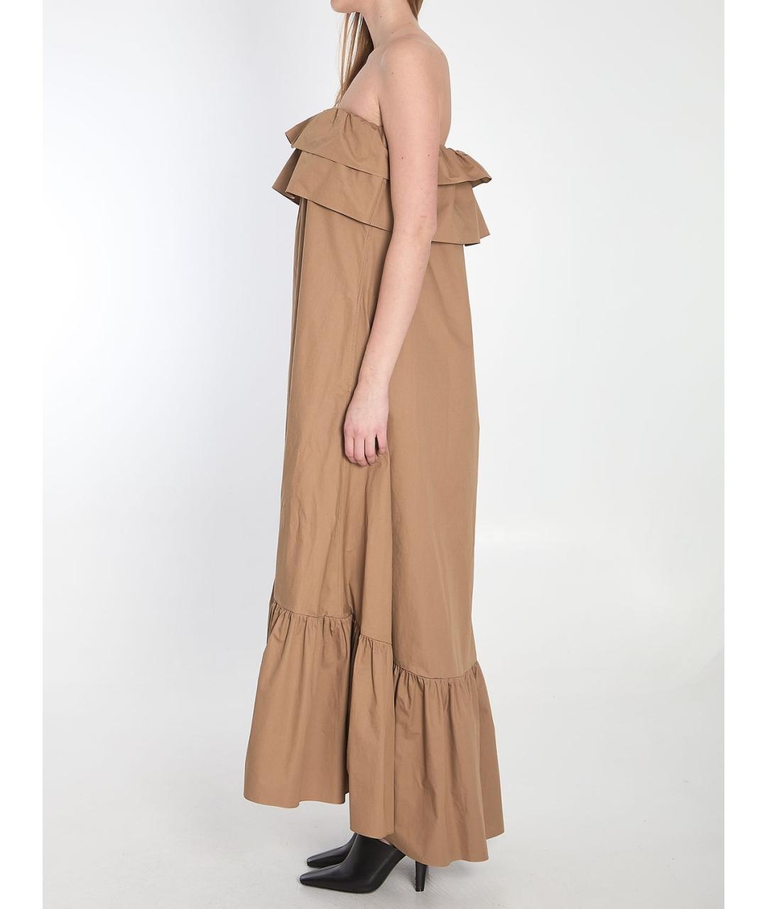 SAINT LAURENT Бежевое хлопковое повседневное платье, фото 4