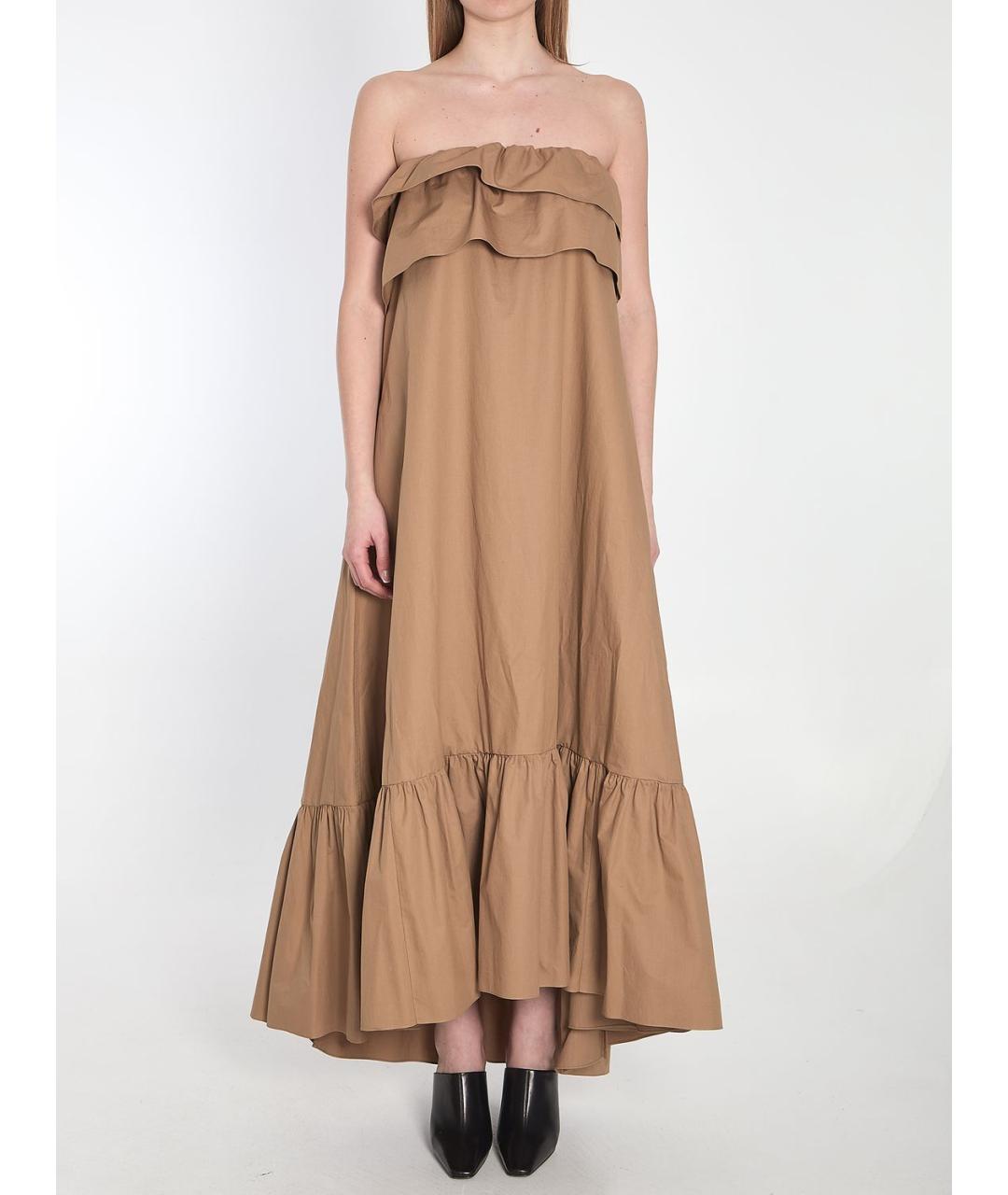 SAINT LAURENT Бежевое хлопковое повседневное платье, фото 2