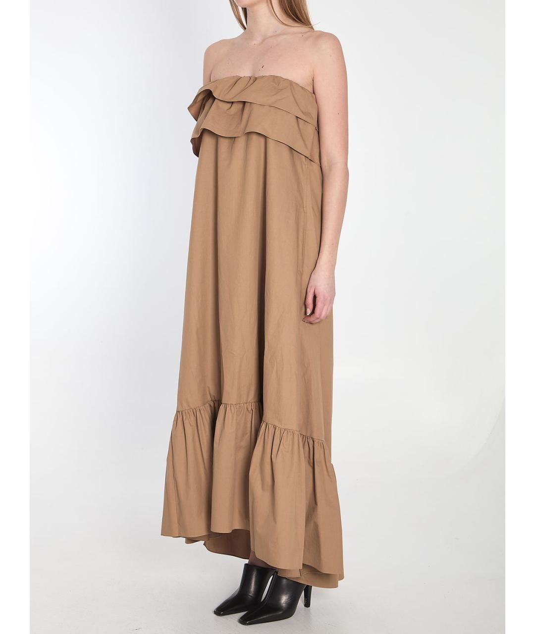 SAINT LAURENT Бежевое хлопковое повседневное платье, фото 3