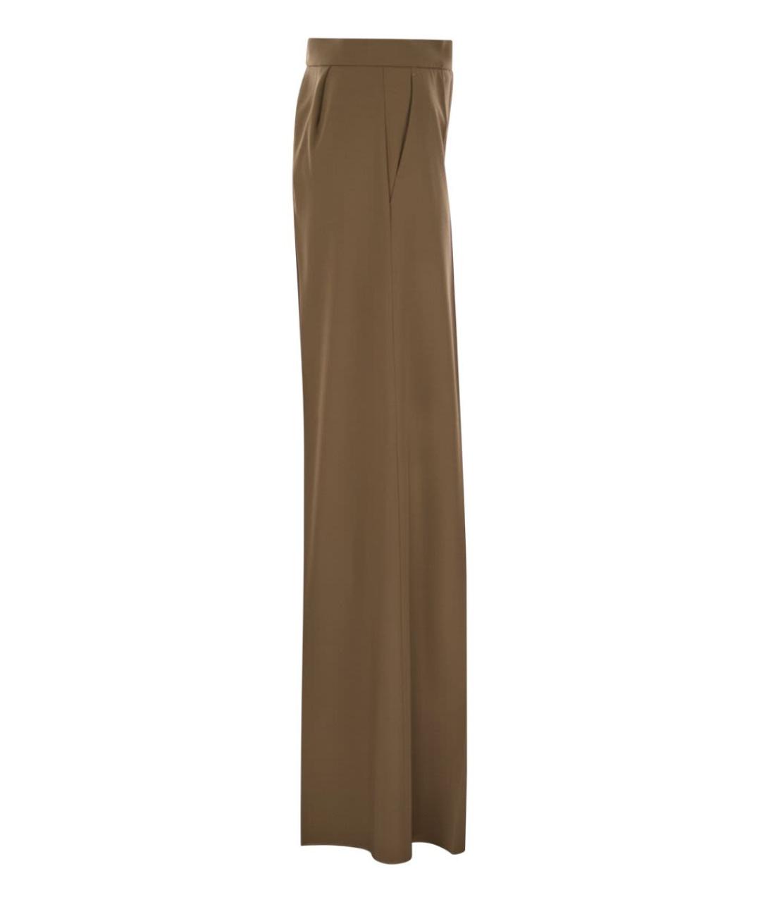 MAX MARA Коричневые шерстяные прямые брюки, фото 3