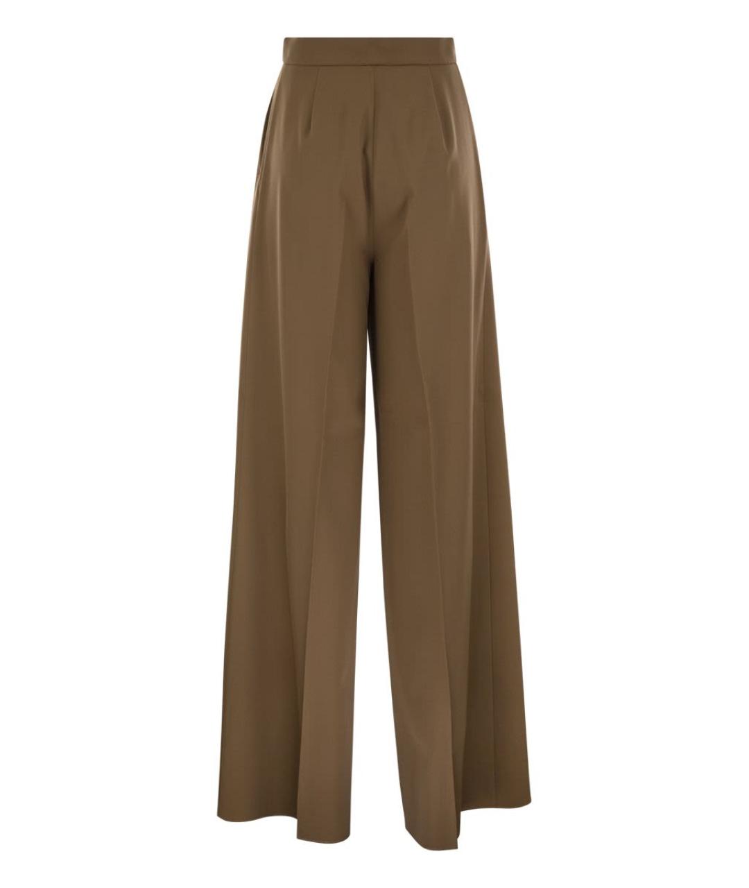 MAX MARA Коричневые шерстяные прямые брюки, фото 2