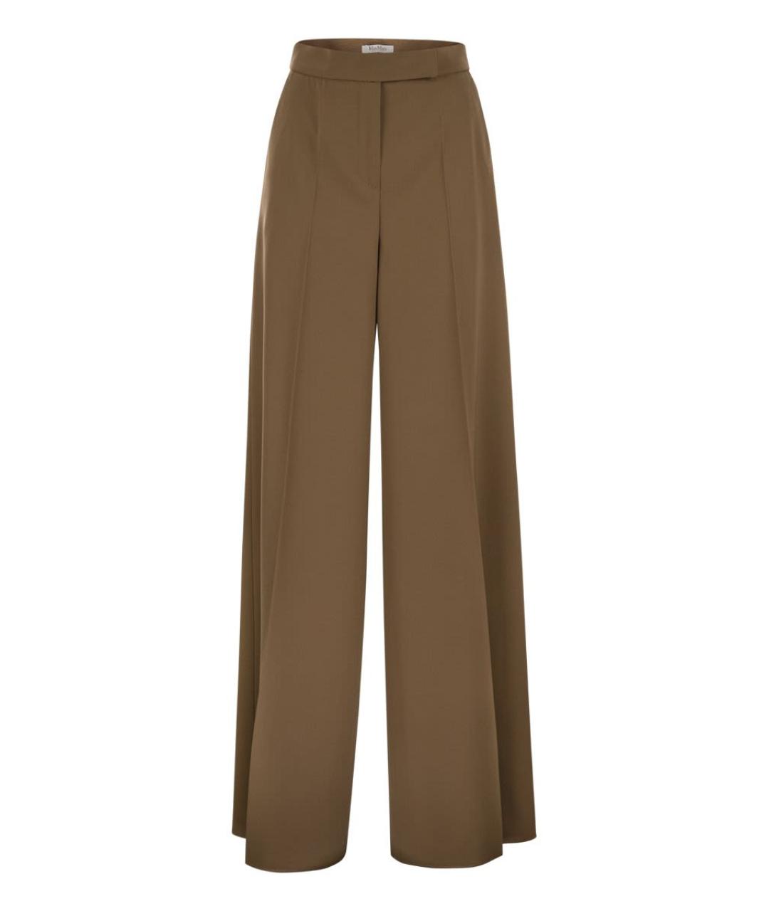 MAX MARA Коричневые шерстяные прямые брюки, фото 1
