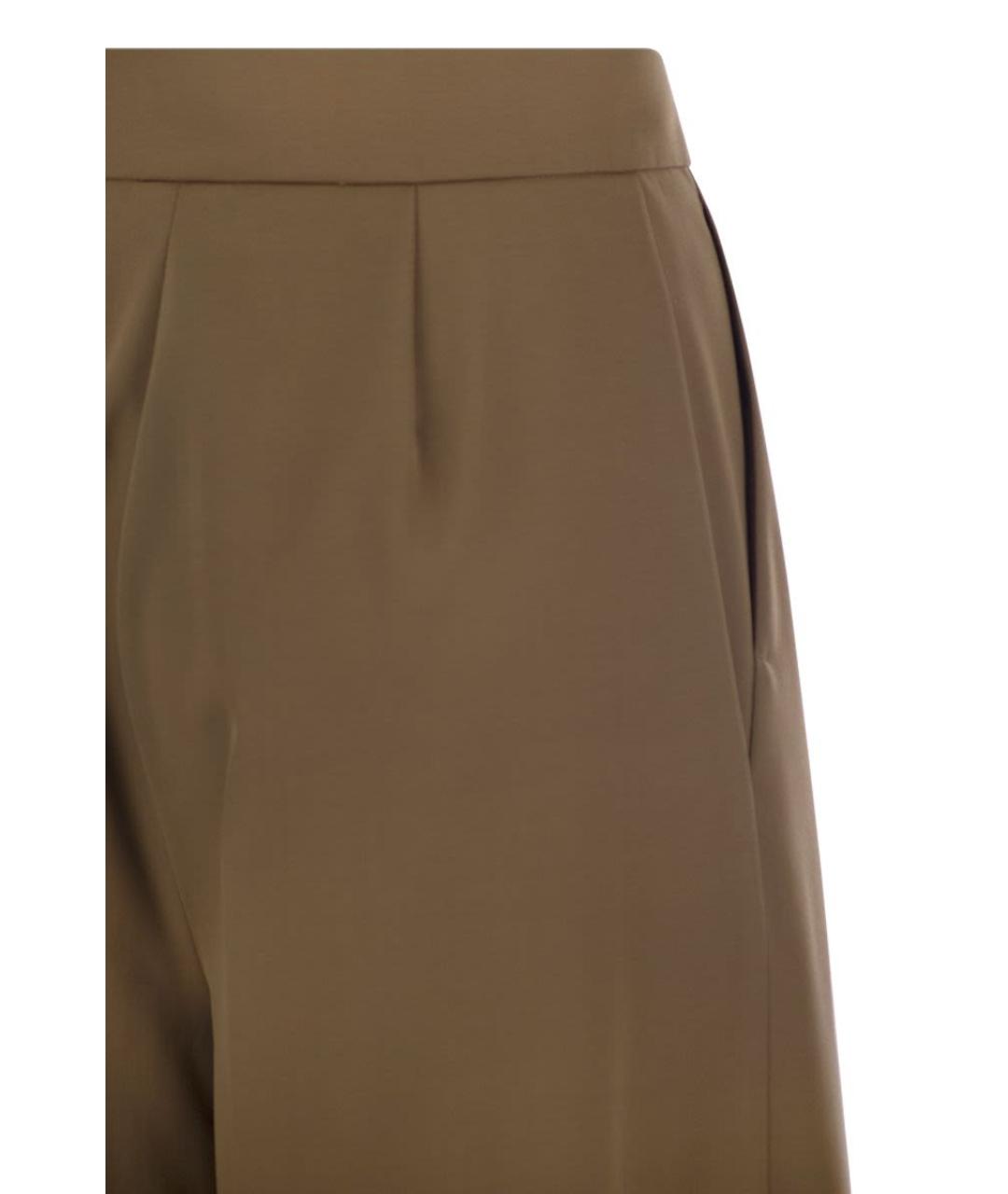 MAX MARA Коричневые шерстяные прямые брюки, фото 4
