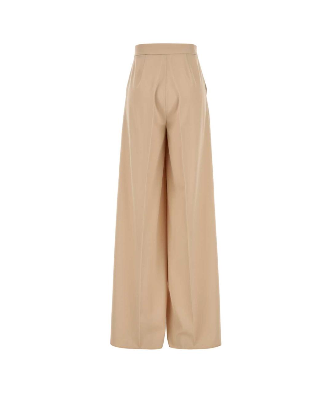 MAX MARA Бежевые шерстяные прямые брюки, фото 2