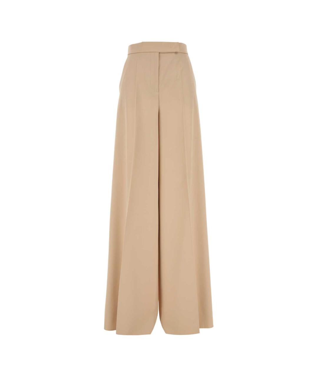MAX MARA Бежевые шерстяные прямые брюки, фото 1