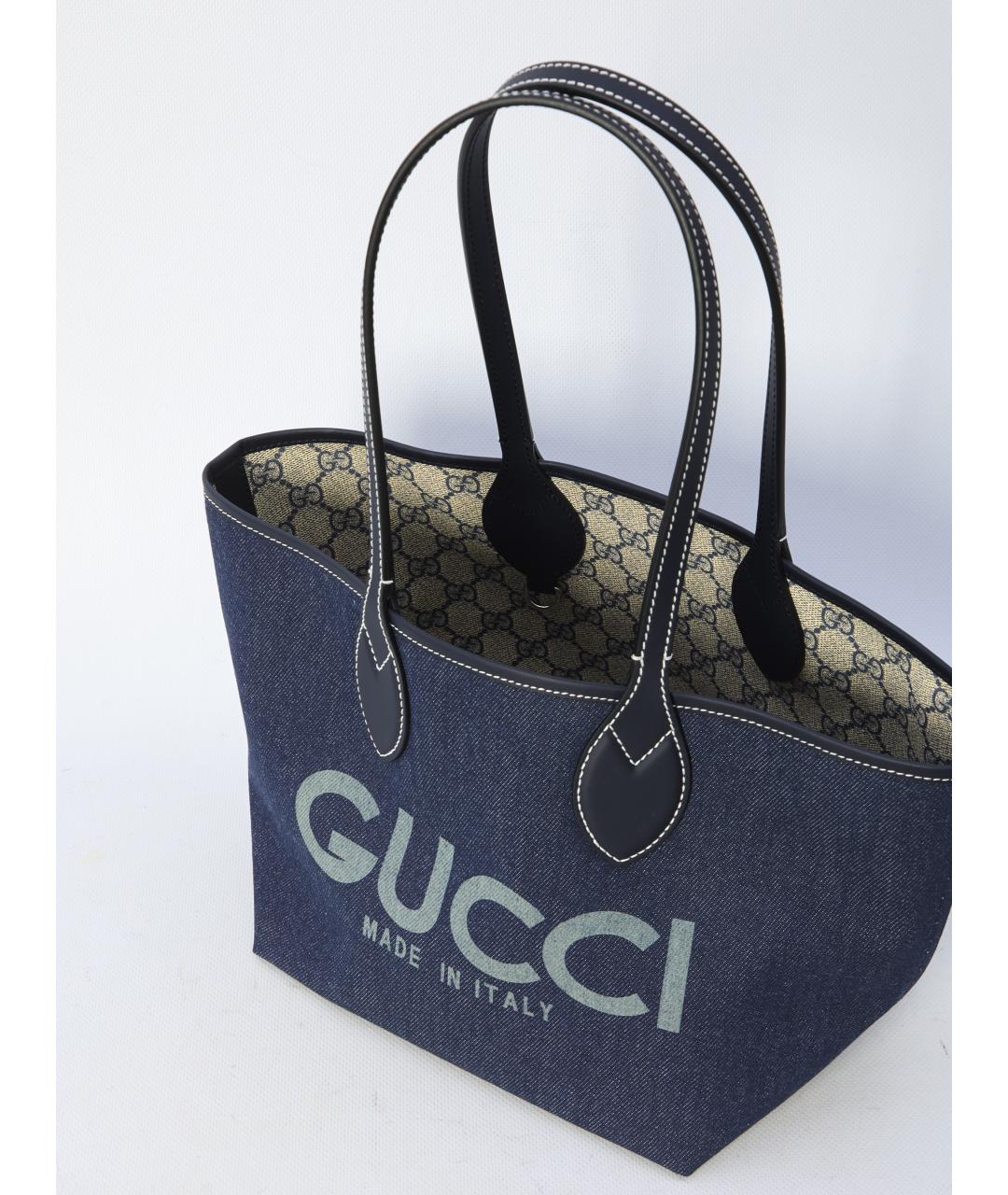 GUCCI Темно-синяя деним сумка тоут, фото 4