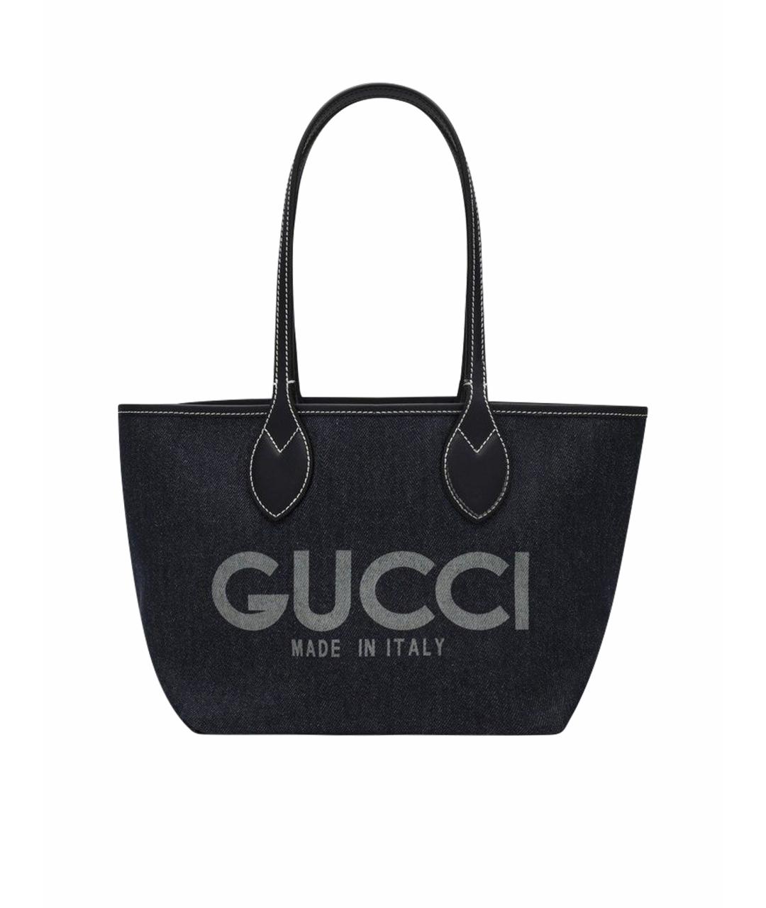GUCCI Темно-синяя деним сумка тоут, фото 1