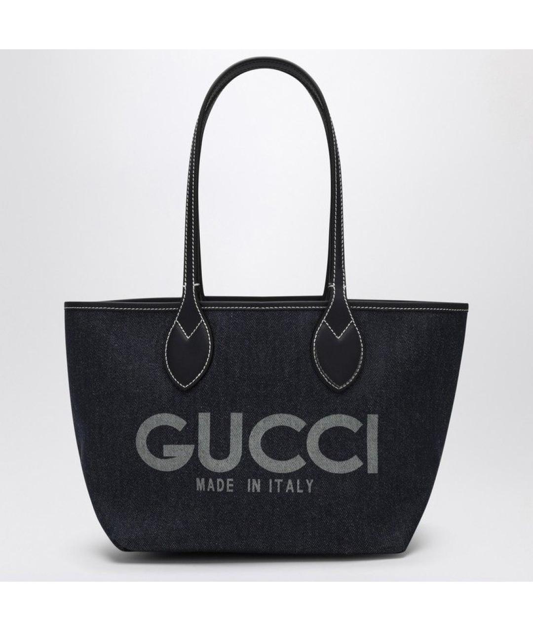 GUCCI Темно-синяя деним сумка тоут, фото 5