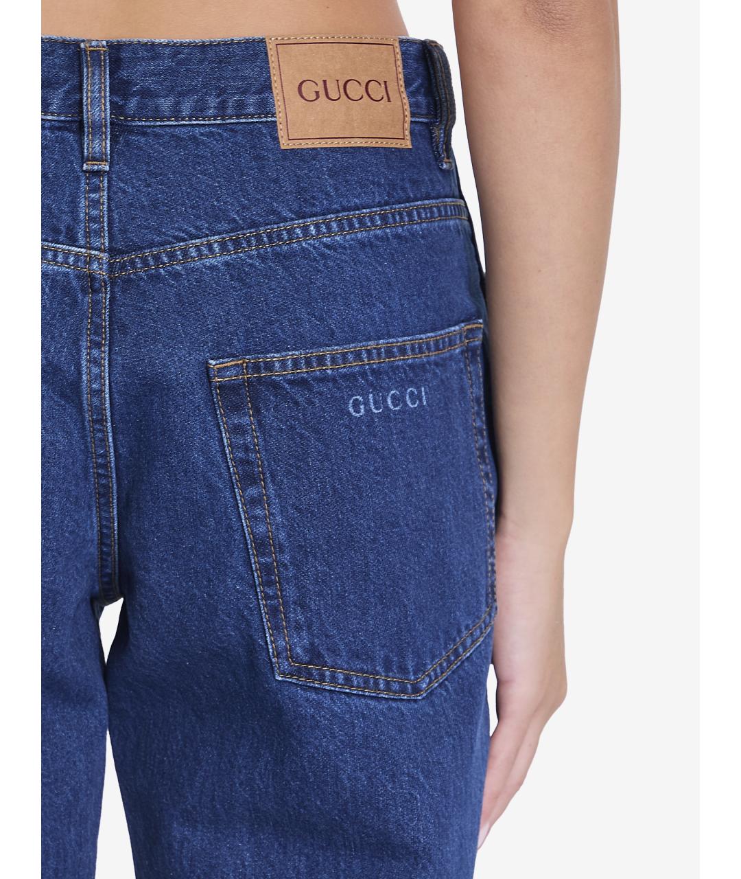 GUCCI Синие хлопковые джинсы клеш, фото 5