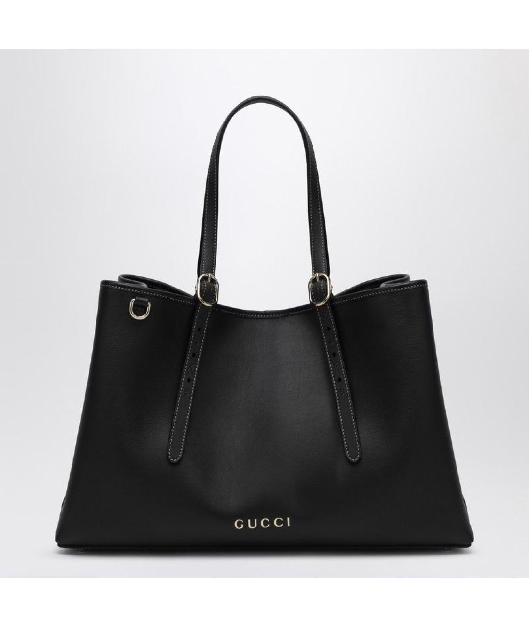 GUCCI Черная кожаная сумка тоут, фото 3