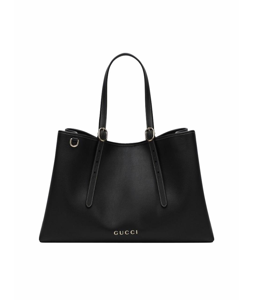 GUCCI Черная кожаная сумка тоут, фото 1