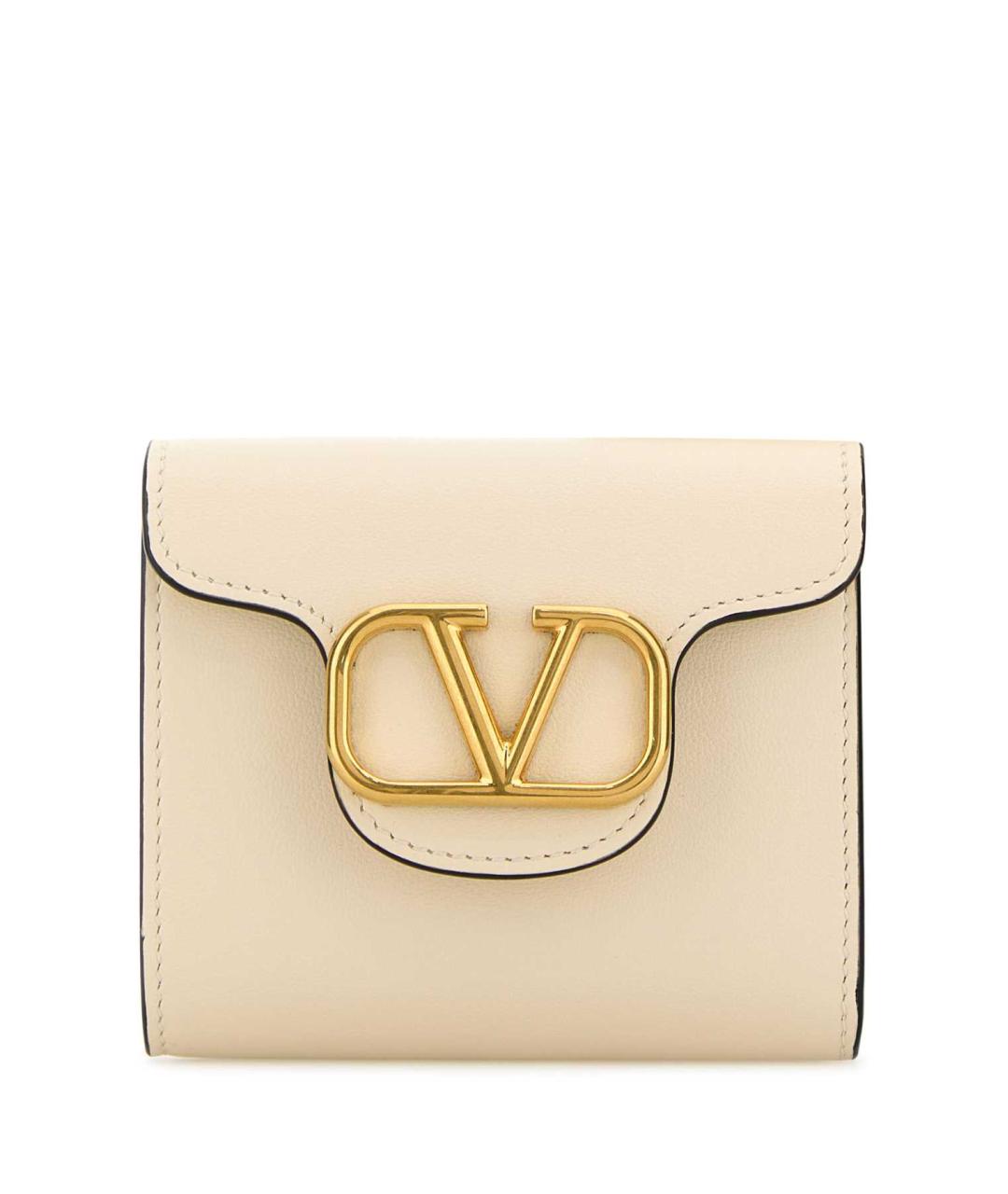VALENTINO Бежевый кожаный кошелек, фото 1