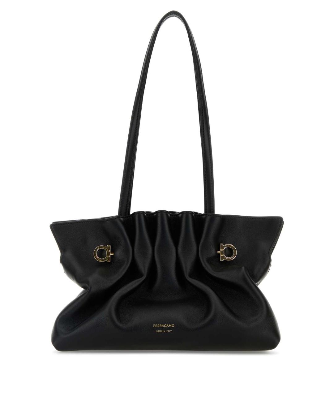 FERRAGAMO Черная кожаная сумка тоут, фото 1