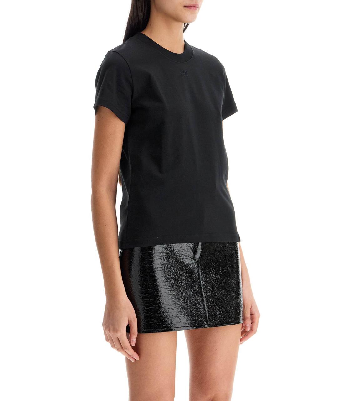 COURREGES Черная хлопковая футболка, фото 2