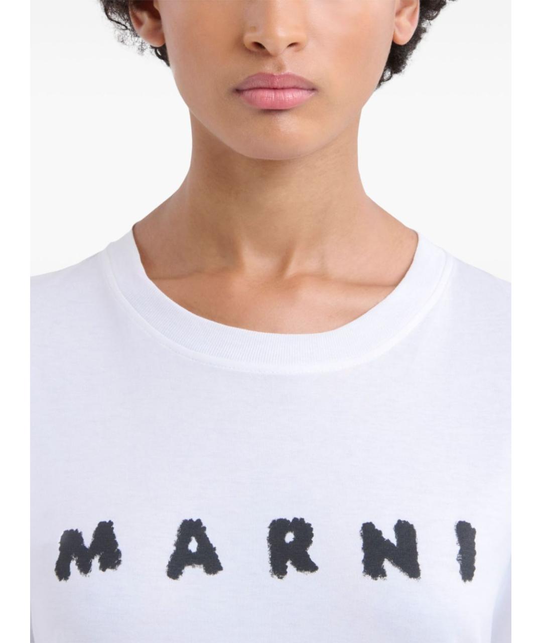 MARNI Белая хлопковая футболка, фото 5
