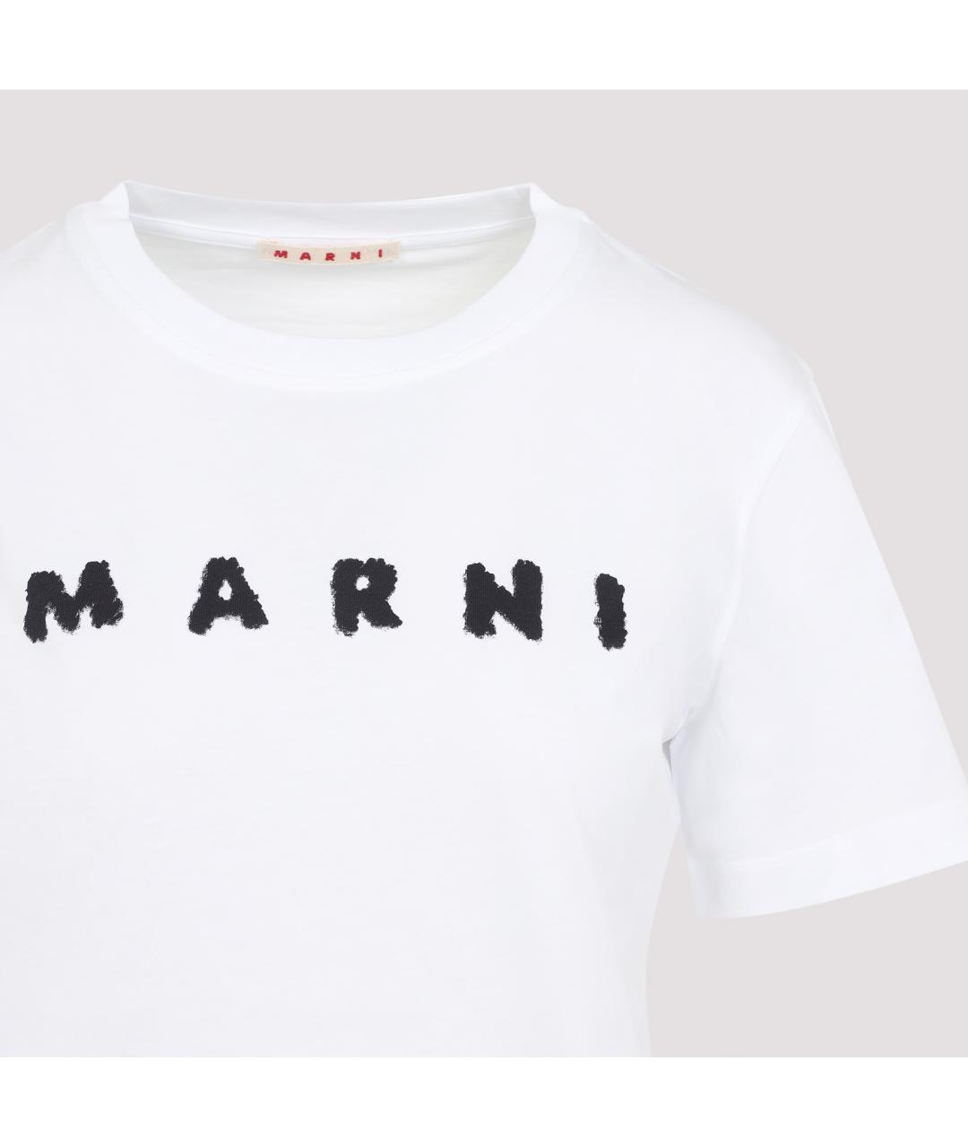 MARNI Белая хлопковая футболка, фото 4
