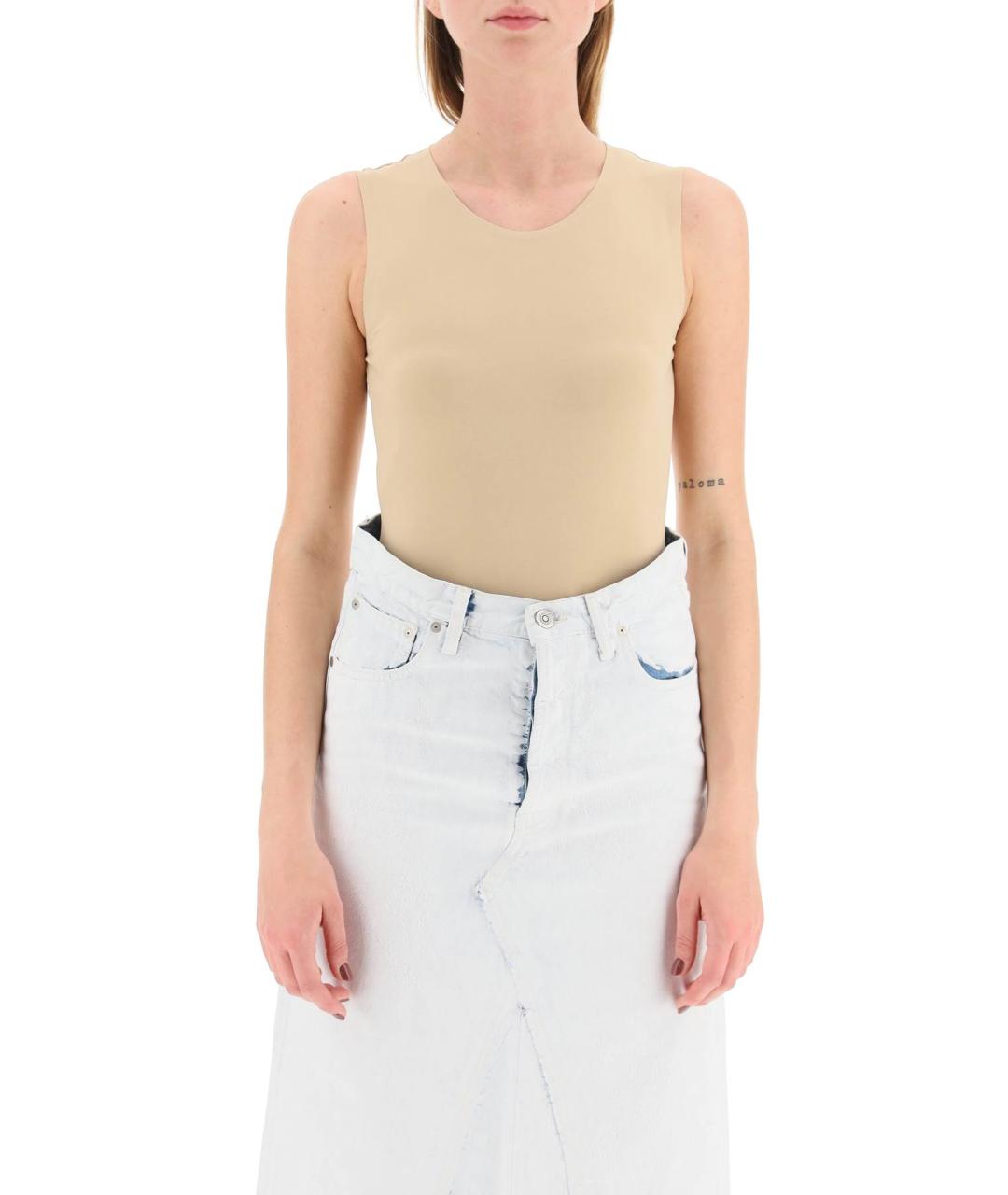 MM6 MAISON MARGIELA Бежевое вискозное боди, фото 2