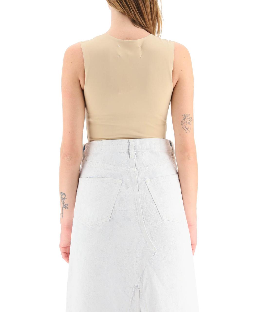 MM6 MAISON MARGIELA Бежевое вискозное боди, фото 3
