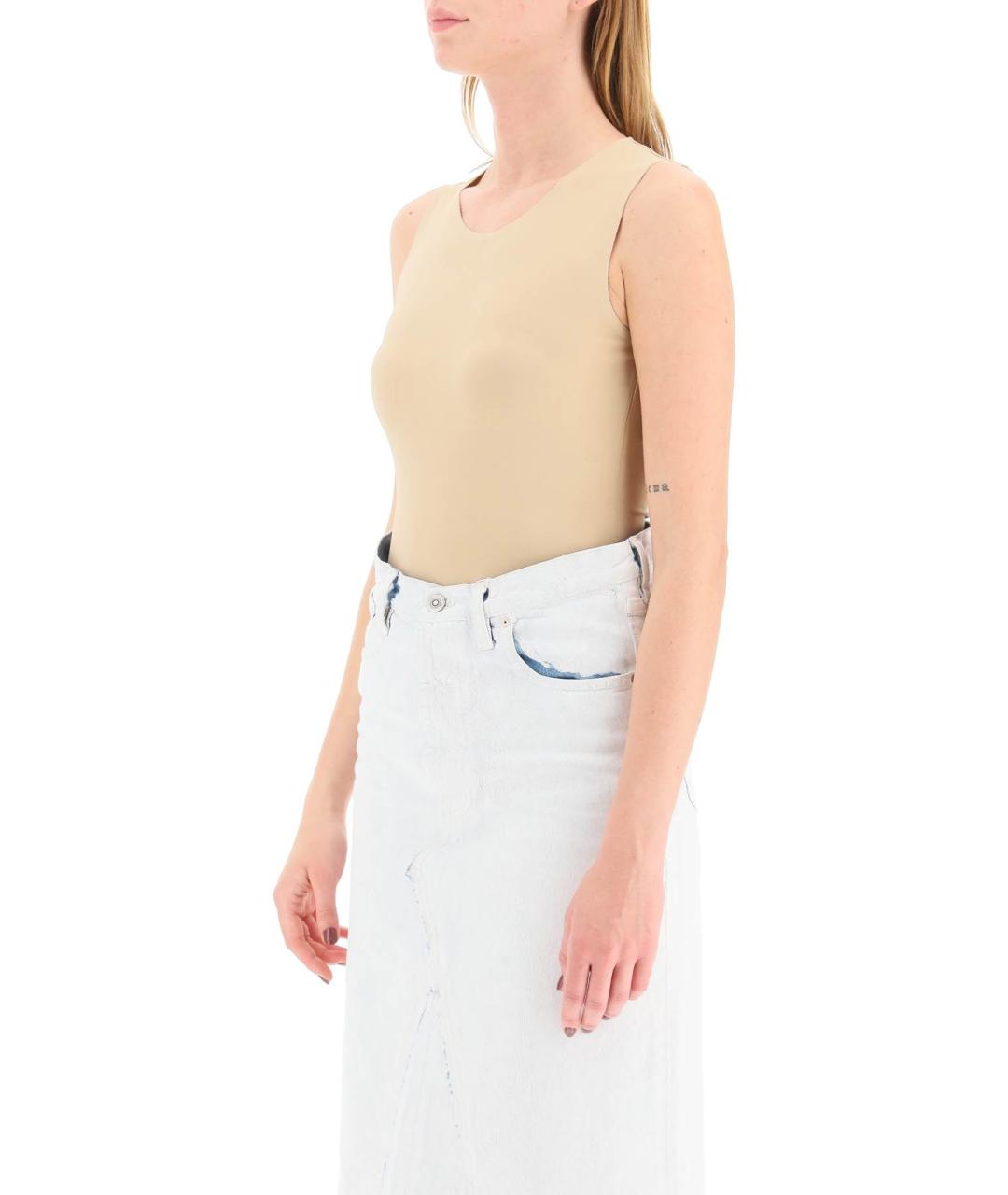 MM6 MAISON MARGIELA Бежевое вискозное боди, фото 4