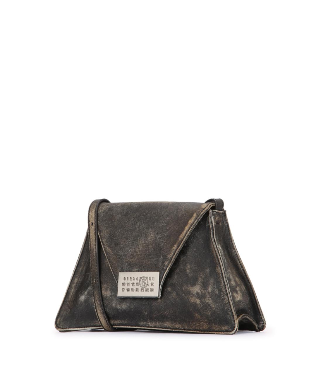 MM6 MAISON MARGIELA Антрацитовая кожаная сумка через плечо, фото 2