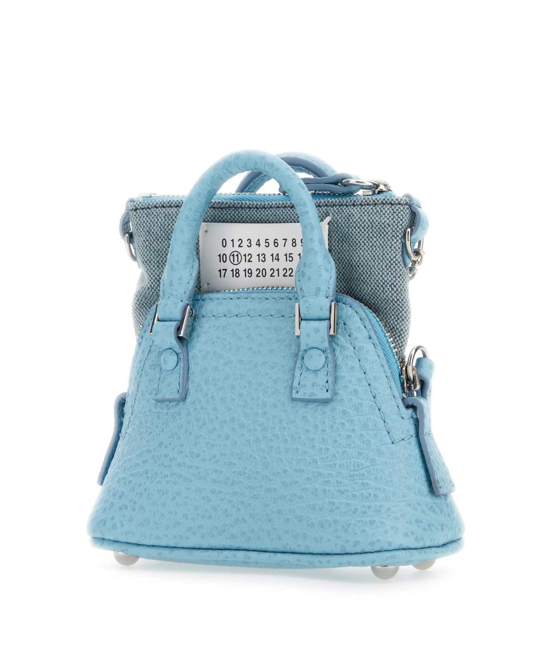 MAISON MARGIELA Голубая кожаная сумка с короткими ручками, фото 2