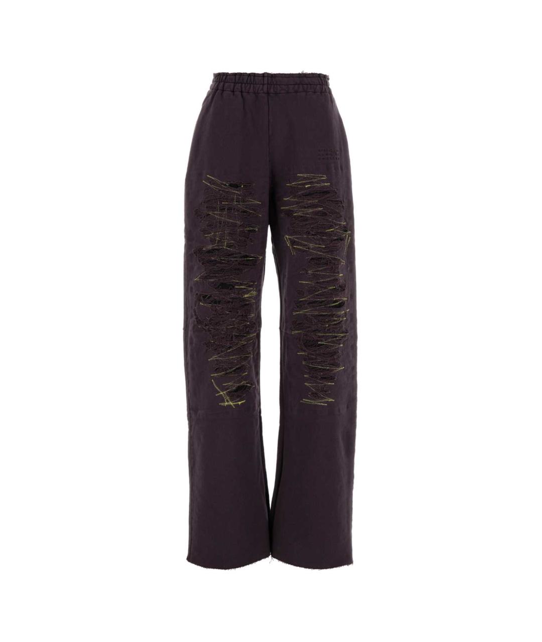 MM6 MAISON MARGIELA Фиолетовые хлопковые прямые брюки, фото 1