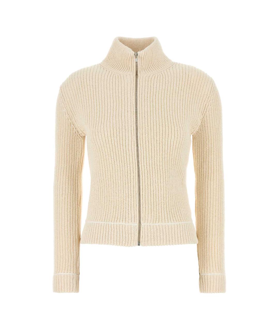 MM6 MAISON MARGIELA Бежевый хлопко-эластановый кардиган, фото 1